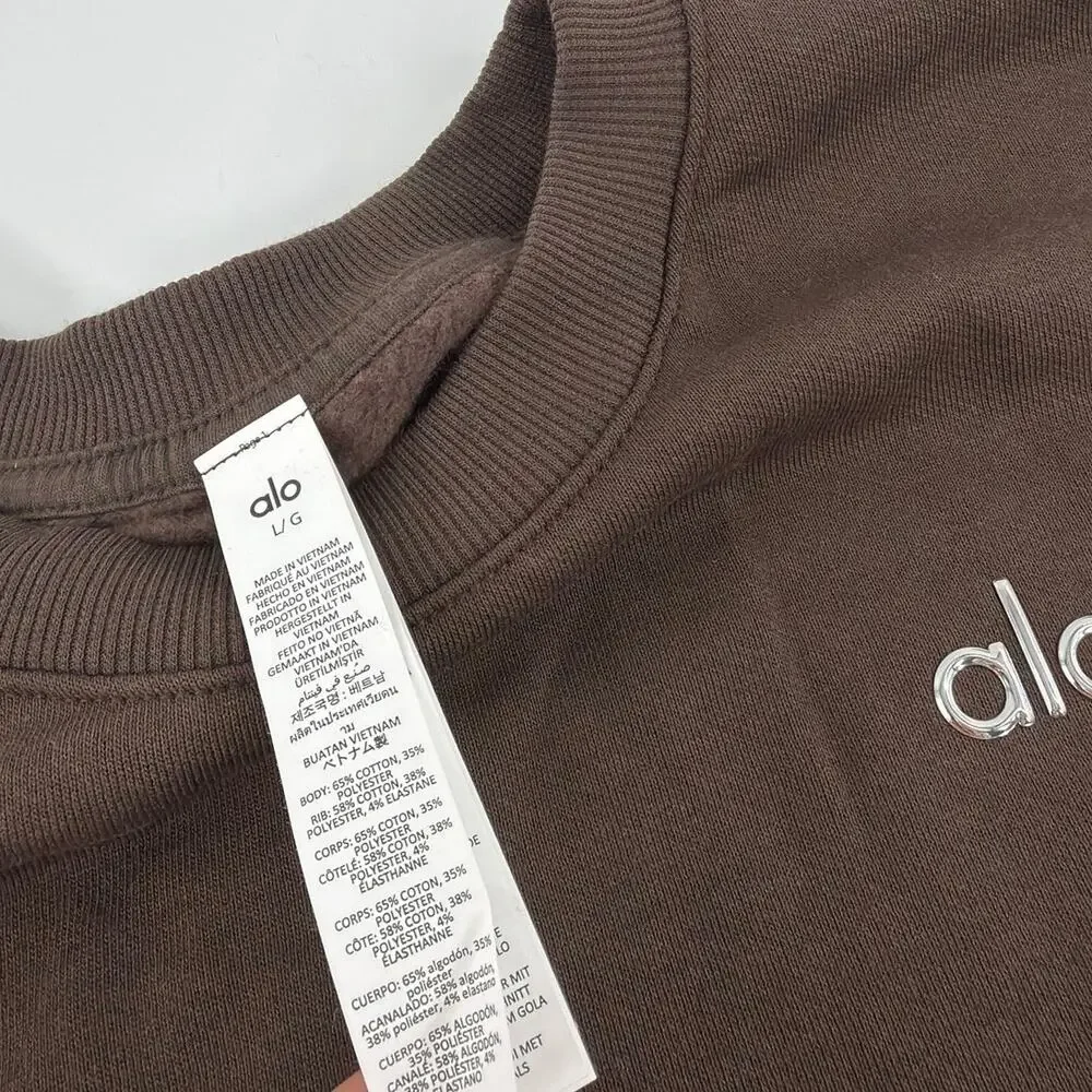 Alo Yoga Unisex Espresso Accolade Crew Neck Pullover Sweatshirt Size L
